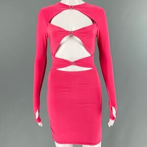 NO BRAND Size XS/S Pink Rhinestone Hearts Cut Out Mini Dress